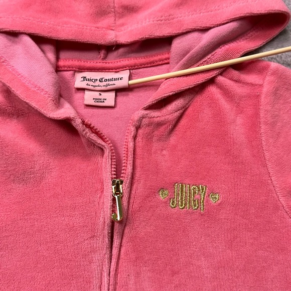 Juicy Couture Girls Size S Pink Terry Hoodie Gold‎ Sparkle Trim Y2K  Glam - Picture 4 of 10